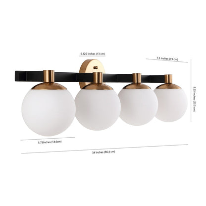Cecil Globe Meuble-lavabo moderne contemporain à LED en métal et verre dépoli, par JONATHAN Y