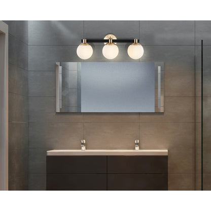 Cecil Globe Meuble-lavabo moderne contemporain à LED en métal et verre dépoli, par JONATHAN Y