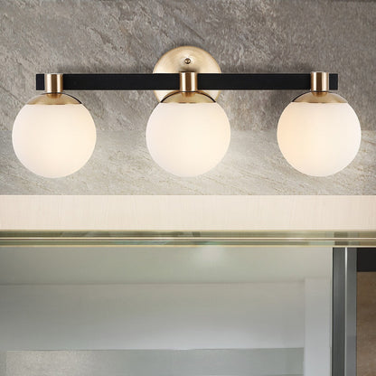 Cecil Globe Meuble-lavabo moderne contemporain à LED en métal et verre dépoli, par JONATHAN Y