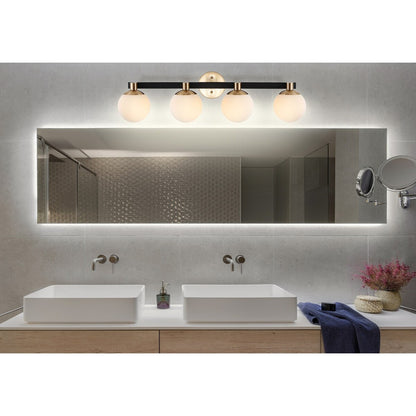 Cecil Globe Meuble-lavabo moderne contemporain à LED en métal et verre dépoli, par JONATHAN Y