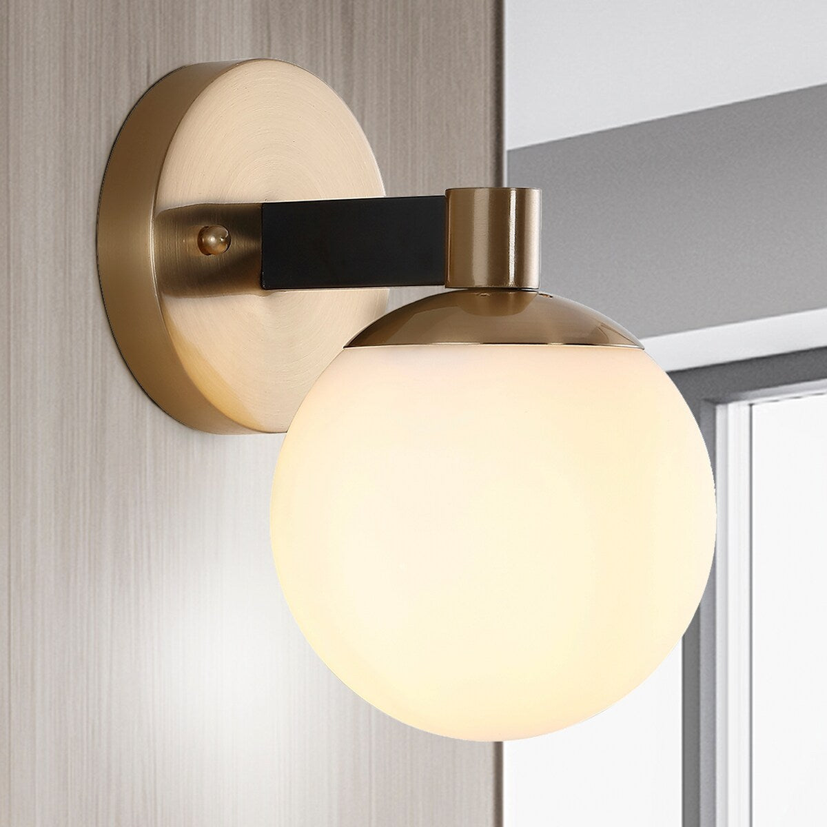 Cecil Globe Meuble-lavabo moderne contemporain à LED en métal et verre dépoli, par JONATHAN Y