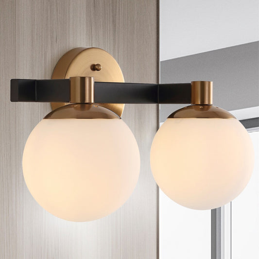 Cecil Globe Meuble-lavabo moderne contemporain à LED en métal et verre dépoli, par JONATHAN Y