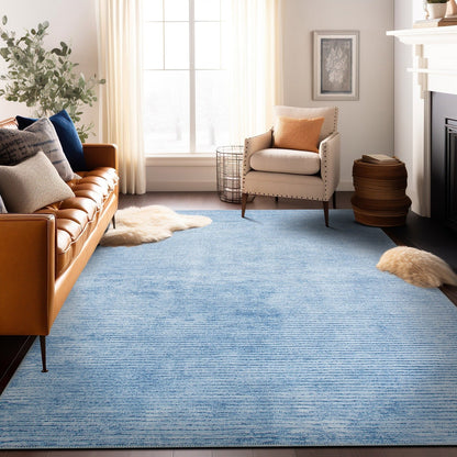 Tapis contemporain à rayures vieillies lavable en machine