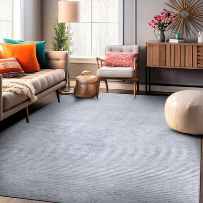 Tapis contemporain à rayures vieillies lavable en machine