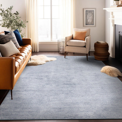 Tapis contemporain à rayures vieillies lavable en machine