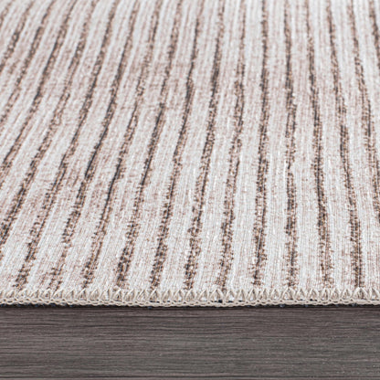 Tapis contemporain à rayures vieillies lavable en machine