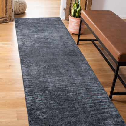 Tapis contemporain à rayures vieillies lavable en machine