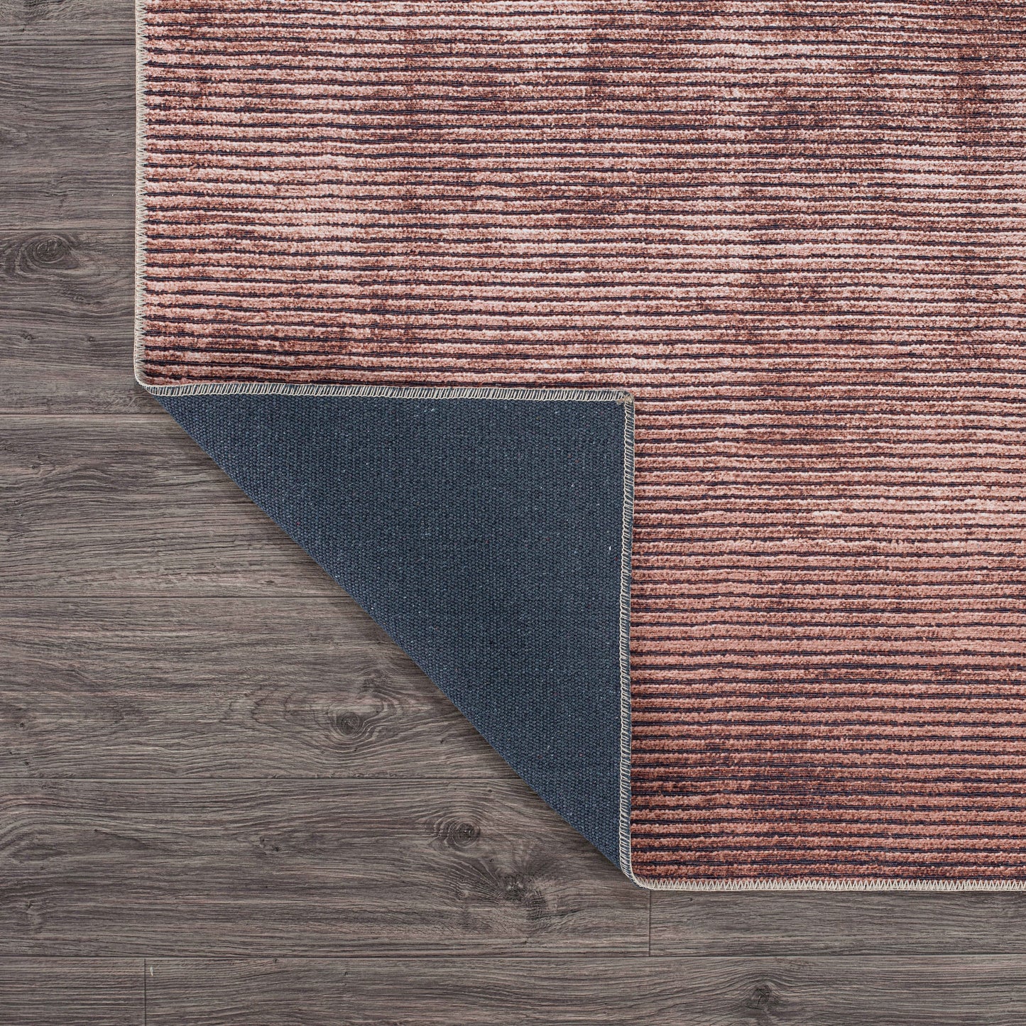 Tapis contemporain à rayures vieillies lavable en machine