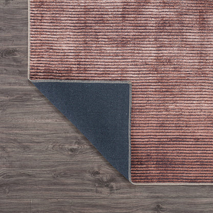 Tapis contemporain à rayures vieillies lavable en machine
