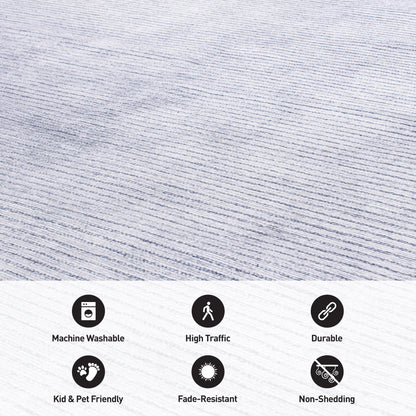 Tapis contemporain à rayures vieillies lavable en machine
