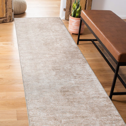 Tapis contemporain à rayures vieillies lavable en machine