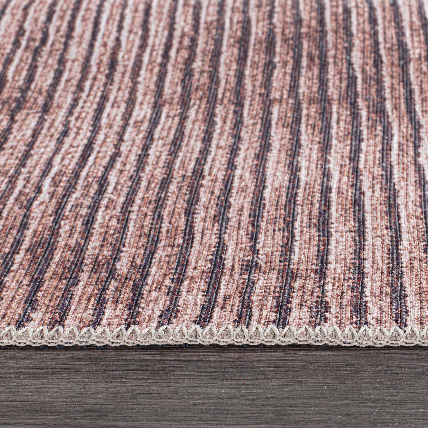 Tapis contemporain à rayures vieillies lavable en machine