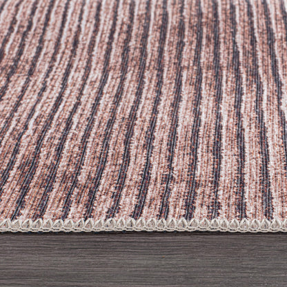 Tapis contemporain à rayures vieillies lavable en machine