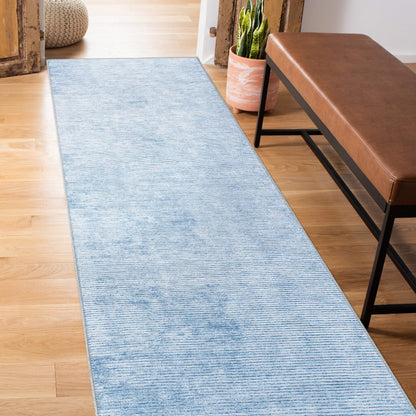 Tapis contemporain à rayures vieillies lavable en machine