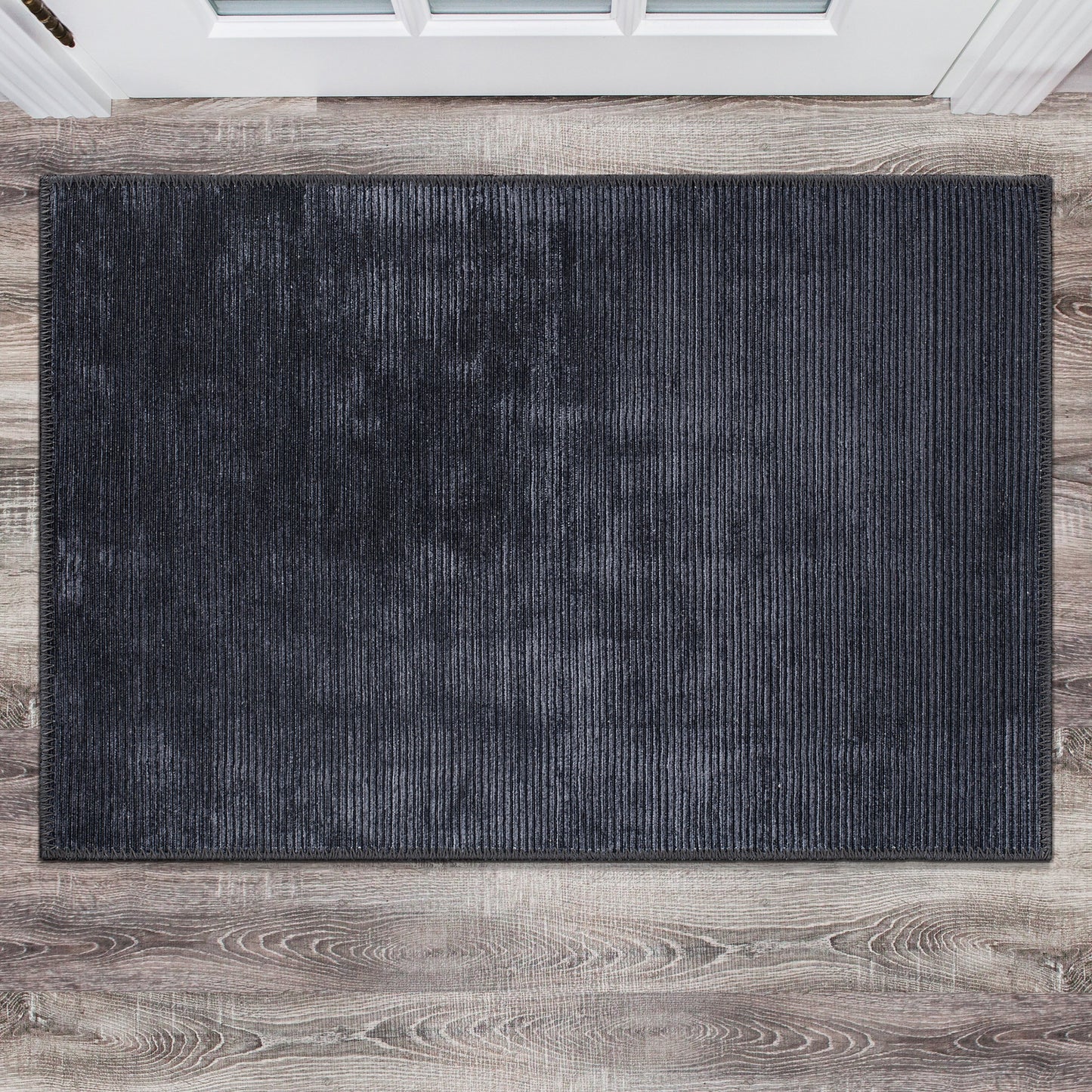 Tapis contemporain à rayures vieillies lavable en machine