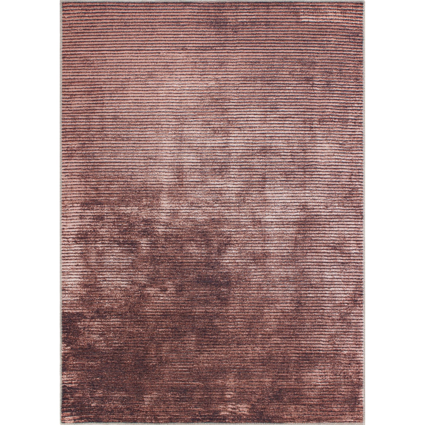 Tapis contemporain à rayures vieillies lavable en machine
