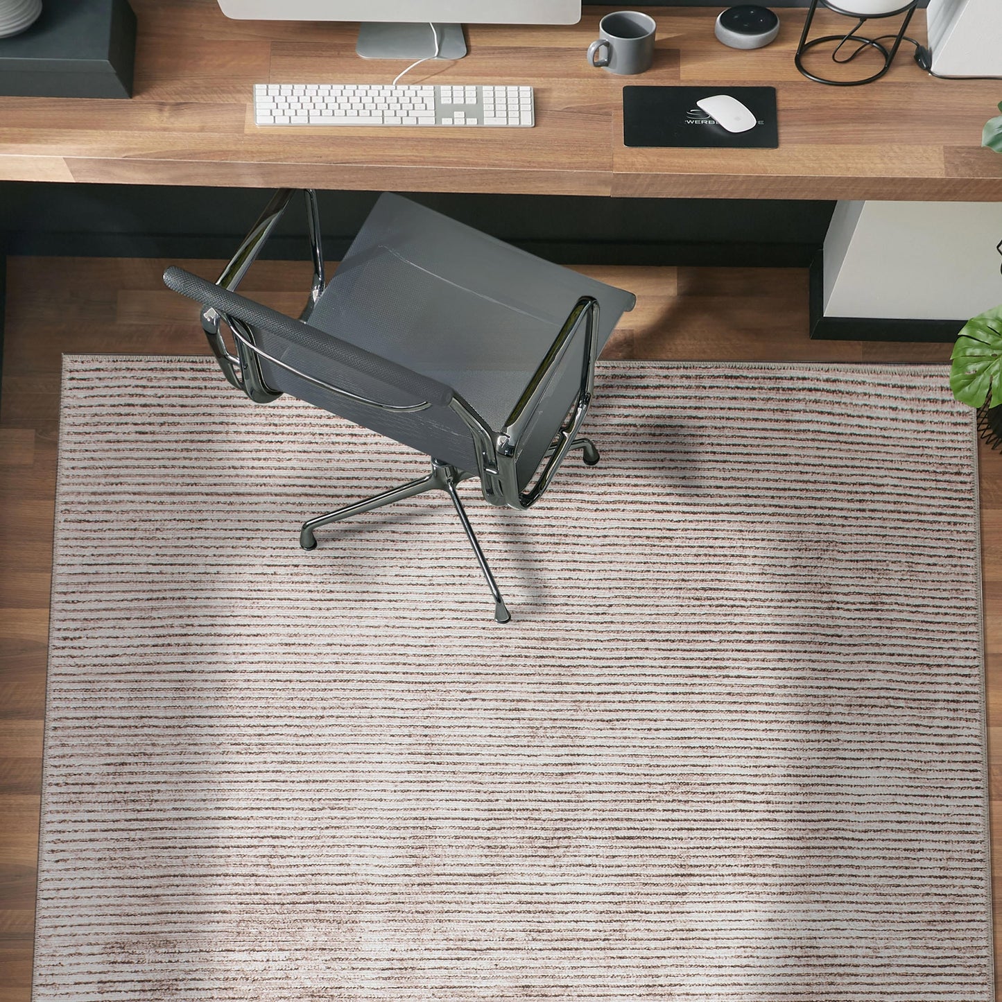 Tapis contemporain à rayures vieillies lavable en machine