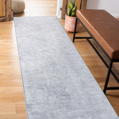 Tapis contemporain à rayures vieillies lavable en machine