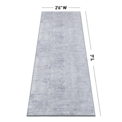 Tapis contemporain à rayures vieillies lavable en machine