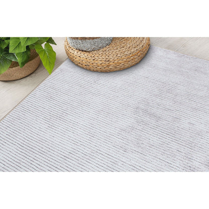 Tapis contemporain à rayures vieillies lavable en machine