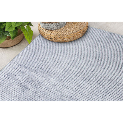 Tapis contemporain à rayures vieillies lavable en machine
