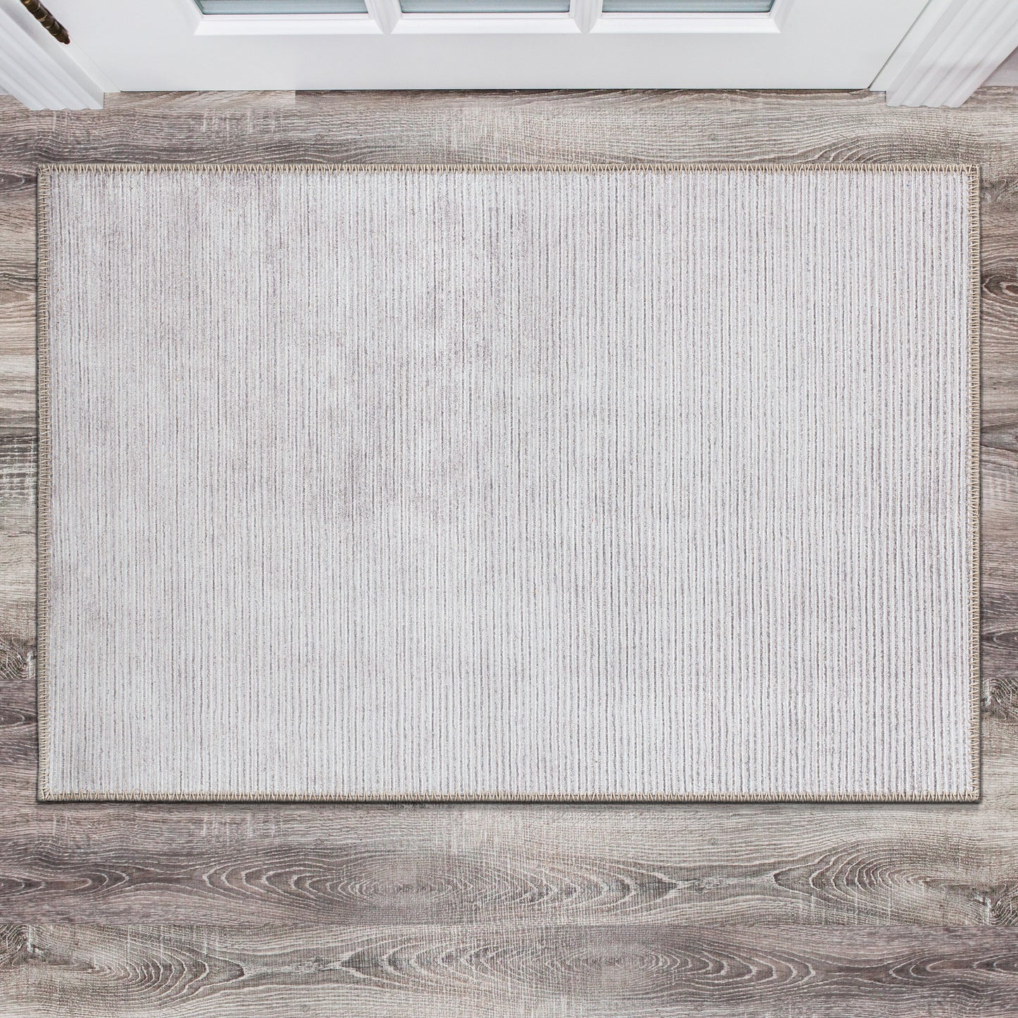 Tapis contemporain à rayures vieillies lavable en machine