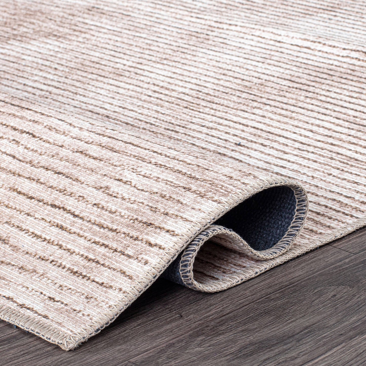 Tapis contemporain à rayures vieillies lavable en machine