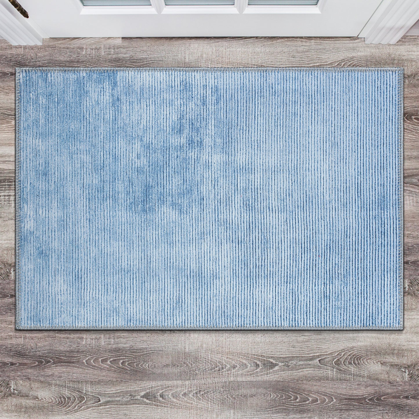Tapis contemporain à rayures vieillies lavable en machine