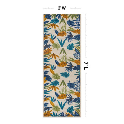 Tapis d'intérieur/extérieur à feuilles florales contemporaines