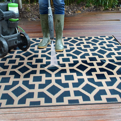 Tapis d'extérieur réversibles en plastique à motifs géométriques contemporains