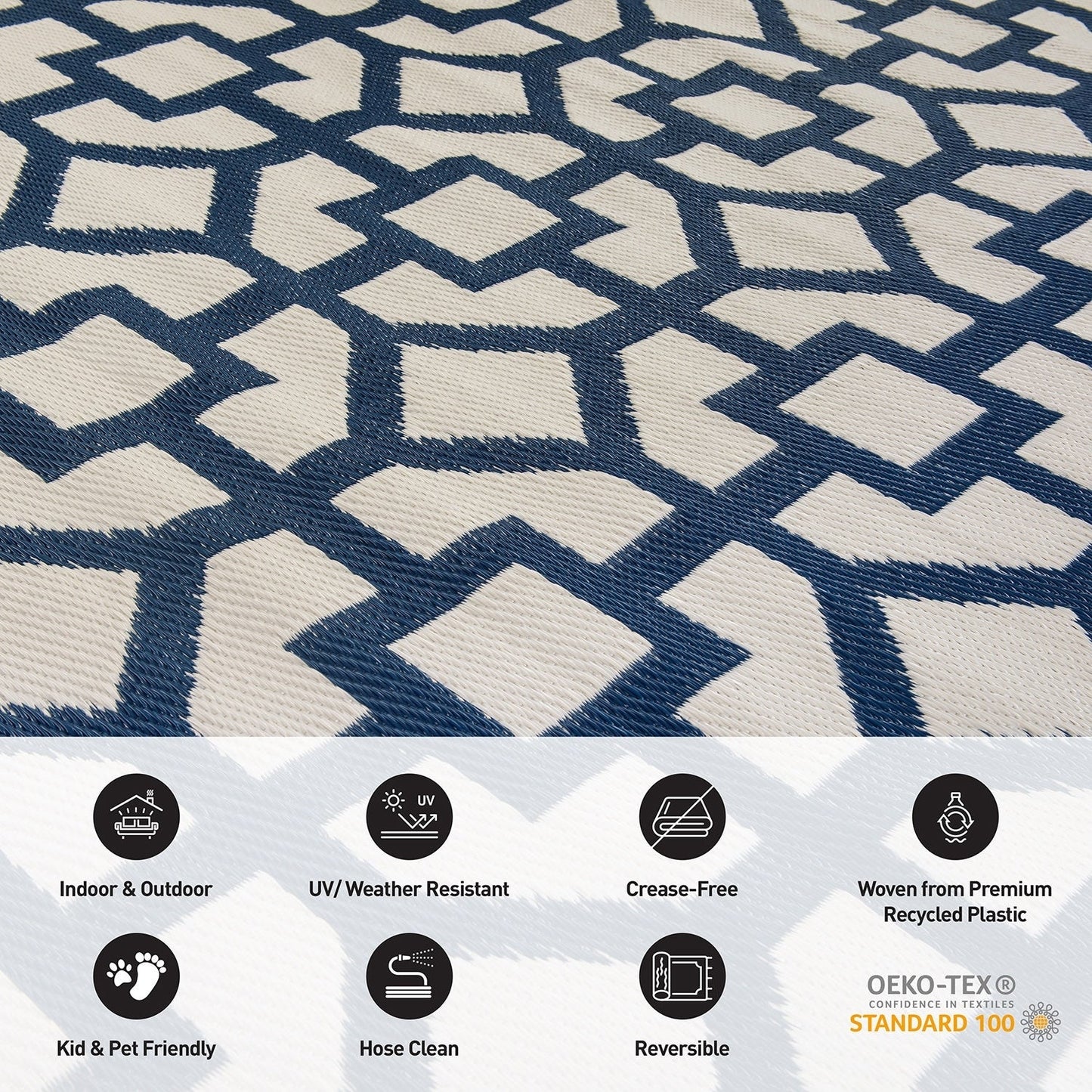 Tapis d'extérieur réversibles en plastique à motifs géométriques contemporains
