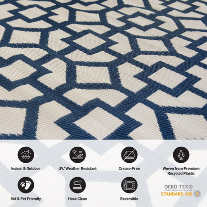 Tapis d'extérieur réversibles en plastique à motifs géométriques contemporains