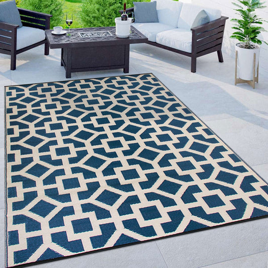 Tapis d'extérieur réversibles en plastique à motifs géométriques contemporains