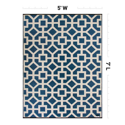 Tapis d'extérieur réversibles en plastique à motifs géométriques contemporains