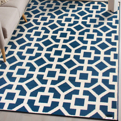 Tapis d'extérieur réversibles en plastique à motifs géométriques contemporains