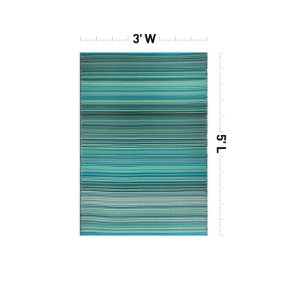 Tapis d'extérieur réversibles en plastique à rayures contemporaines