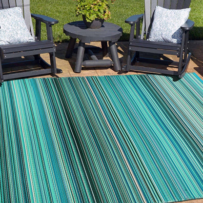 Tapis d'extérieur réversibles en plastique à rayures contemporaines