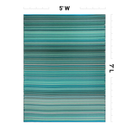Tapis d'extérieur réversibles en plastique à rayures contemporaines