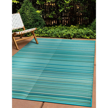 Tapis d'extérieur réversibles en plastique à rayures contemporaines
