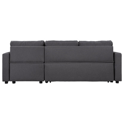 Convertible L-Shaped Sectional Sofa with Pull-Out Bed and Storage Space, 2 Tossing Cushions