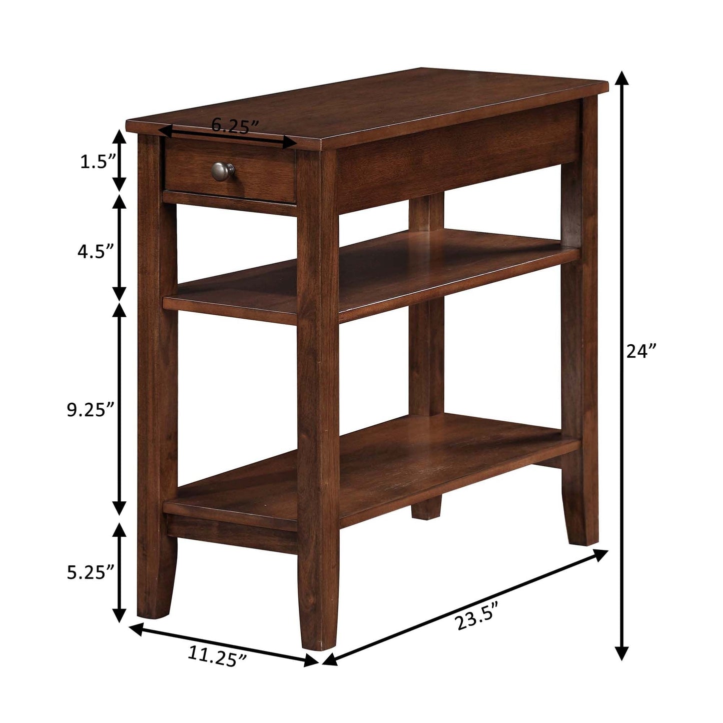 Convenience Concepts American Heritage 1 Drawer Chairside End Table with Shelves