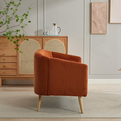 Corduroy Fabric Upholstered 2-Seat Sofa with Wooden Walnut Legs