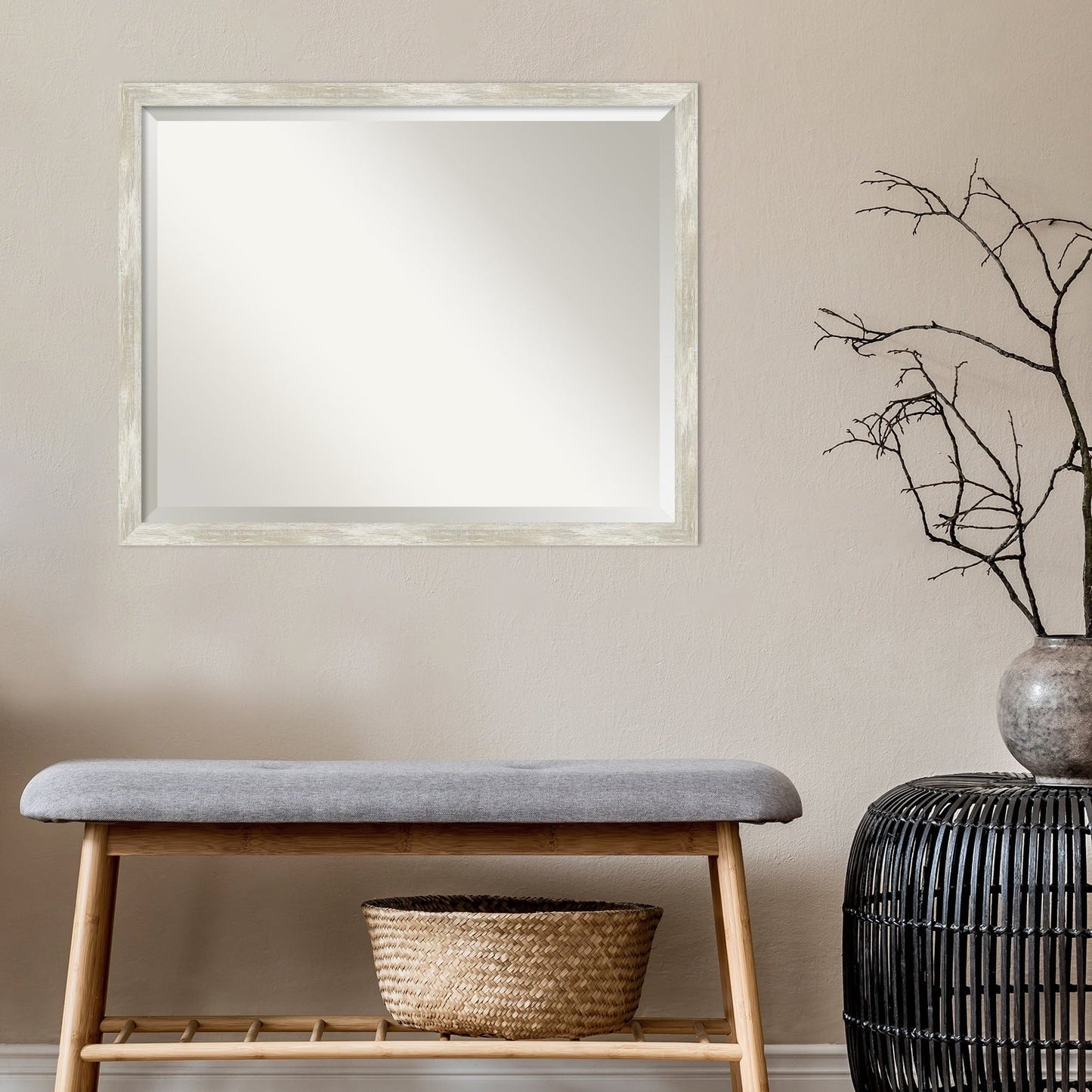 Miroir mural biseauté pour salle de bain - Cadre métallique craquelé