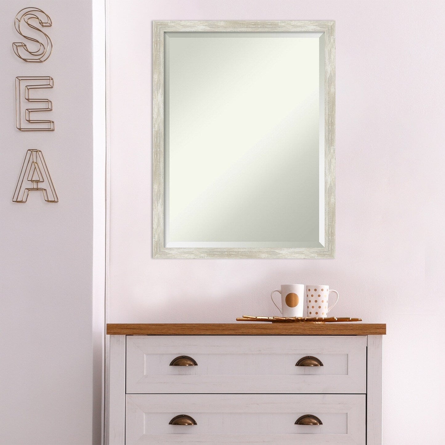 Miroir mural biseauté pour salle de bain - Cadre métallique craquelé