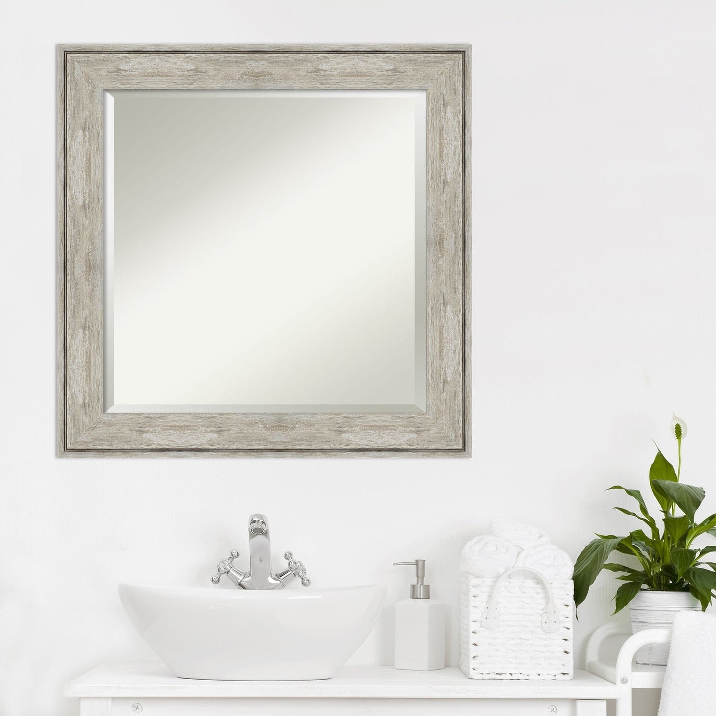 Miroir mural biseauté pour salle de bain - Cadre métallique craquelé
