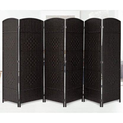 Paravent de séparation de pièce de 6 pieds de haut en fibre tissée, écran de confidentialité autoportant, écran pliant