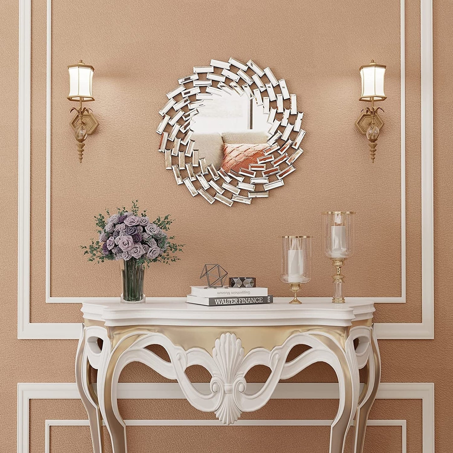 Miroir mural en forme de soleil Miroir d'appoint rond