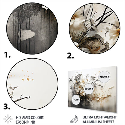 Designart Bohemian Earthly Floral Collage I Abstract Metal Wall Art Living Room