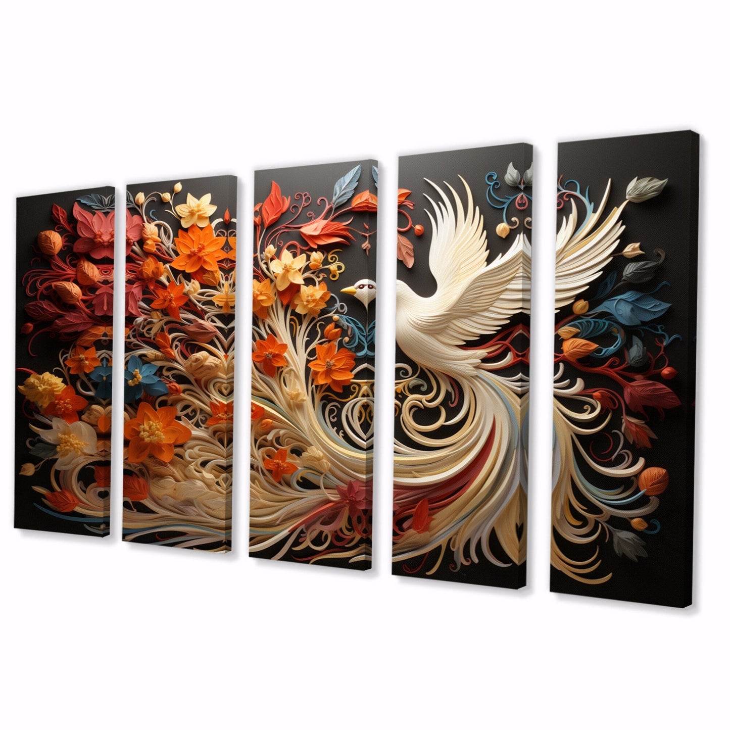 Designart Christianity Pentecost Fire Spiritual Multipanel Wall Art Living Room set