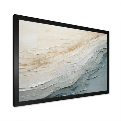 Designart Minimalism Beige And Grey Wave Horizon I Coastal Minimalism Framed Wall Decor